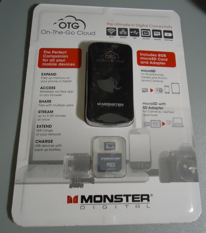 NEW Otg Monster Digital On the Go Digital Connectivity w 8 gb Card