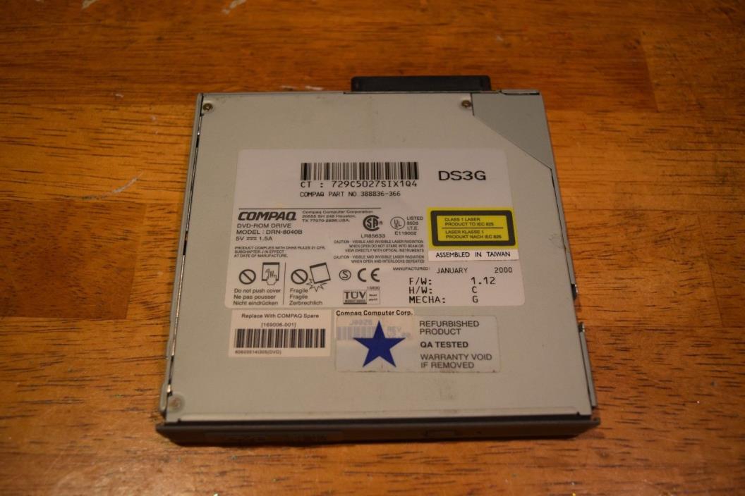 Compaq DVD ROM Drive for Laptop Model DRN-8040B p/n 388836-366