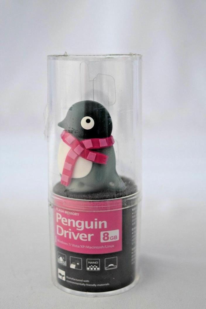 8 GB USB Flash Penguin with Pink Scarf, Free 3 Day Shipping, New