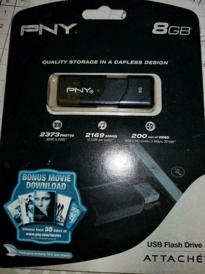 PNY Attaché 8GB USB Flash Drive P-FD8GBATT03-EF Black - New in Package Sealed
