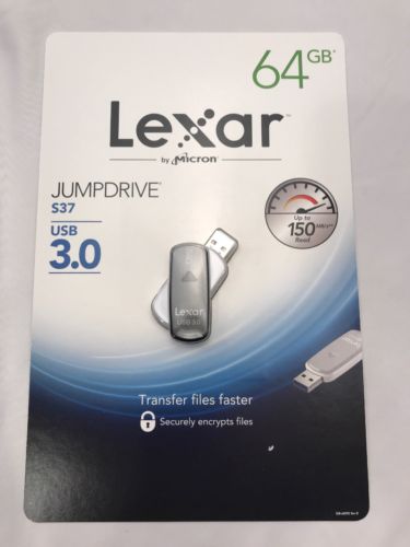 Lexar S37 64GB Jump Drive USB 3.0 Flash Drive NEW