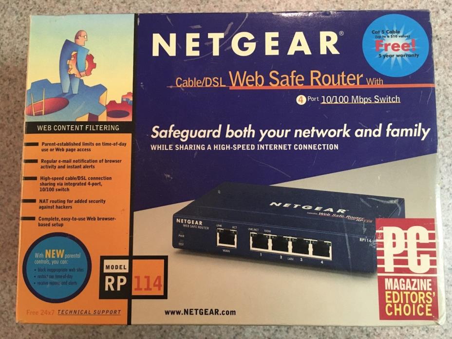 NETGEAR RP114 Web Safe Cable DSL Router 100 Mbps 4-Port 10/100