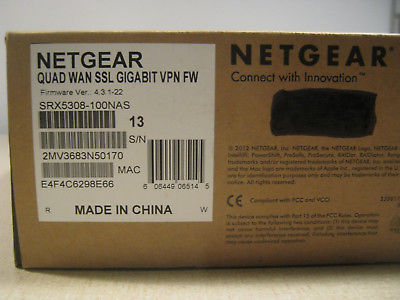NETGEAR PRO-SAFE SRX5308-100NAS QUAD WAN GIGABIT VPN FIREWALL w SSL LOT N412
