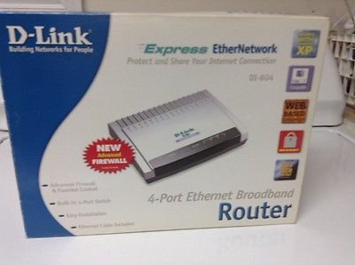 D-Link DI-604 4 Port Ethernet Broadband Router, IOB with instructions.