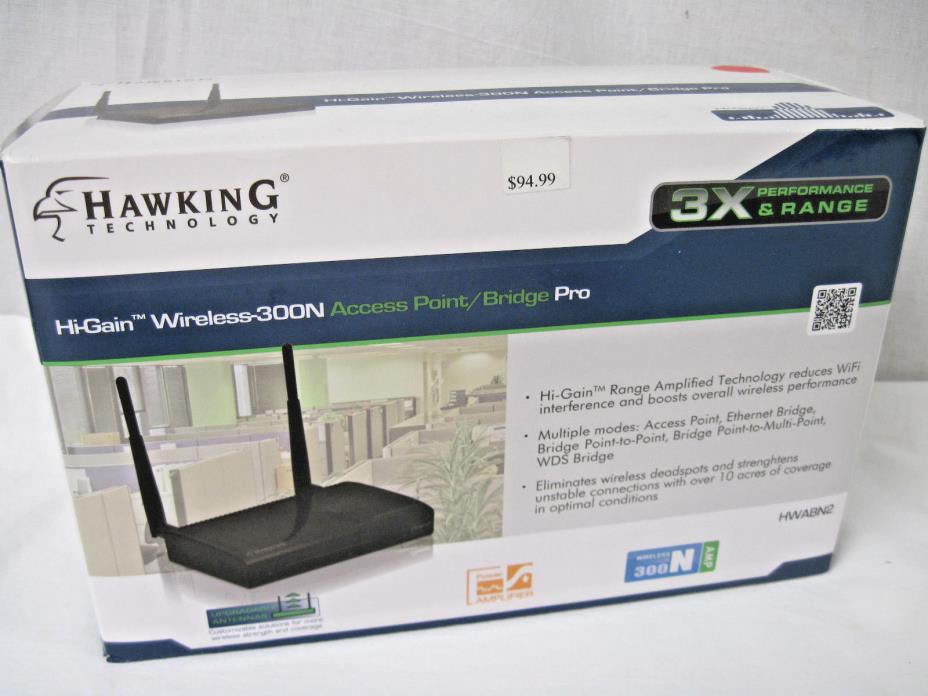 Hawking Technology Hi-Gain Wireless-300N Access Point/Bridge Pro HWABN2 NIB