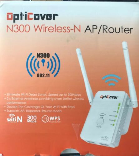 NEW OptiCover N300 Wireless-N AP/Router 802.11 b/g/n wpa2, wpa, wep 128/64
