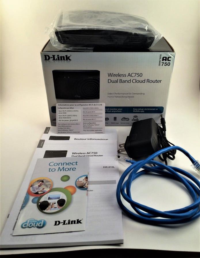 D-Link Wireless AC750 Dual Band Cloud Router DIR-810L New Open Box