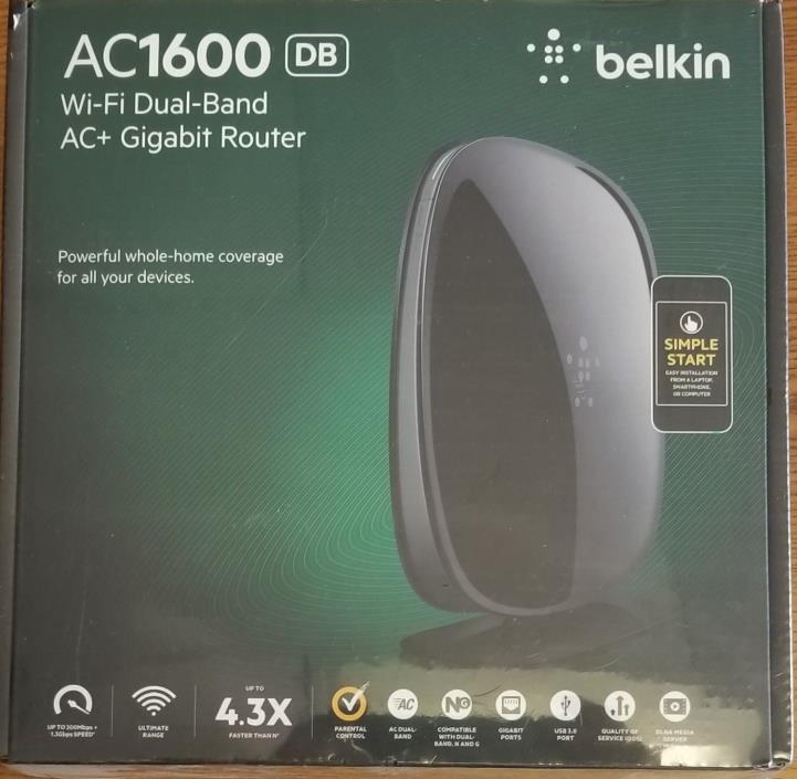 Belkin AC1600 DB Wi-Fi Dual Band AC+ Gigabit Router - NEW Factory Sealed
