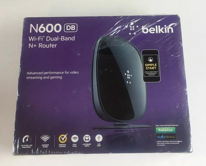 Belkin N600 DB 300 Mbps 4-Port 10/100 Wireless N Router (F9K1102) Factory Sealed