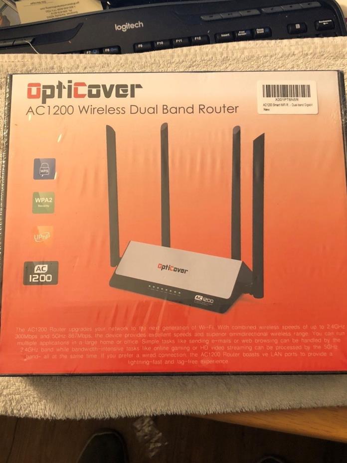 OptiCover AC1200 Wifi Wireless Dual Band Router 2.4 - 5GHz (2018 Model) New