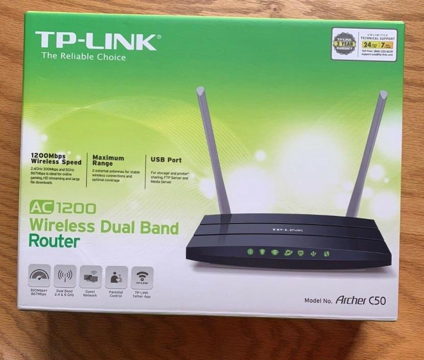 TP-Link AC1200 Dual Band Wireless Wi-Fi Router, Archer C50 Ver