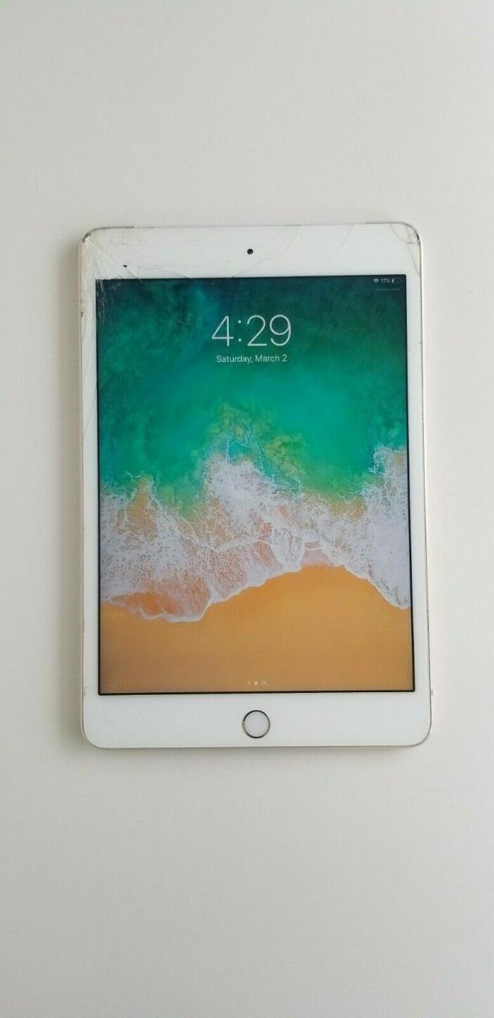 *Cracked* Apple iPad mini 4 16GB, Wi-Fi + Cellular (Unlocked), 7.9in - Gold