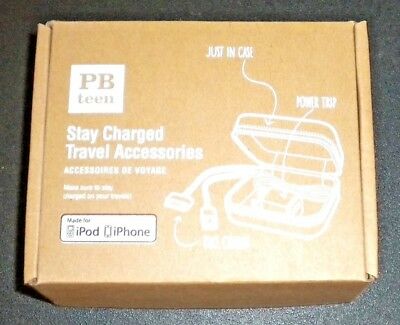 POTTERY BARN Charger Travel Accessories IPod IPad IPhone USB Cord, Plug & Case