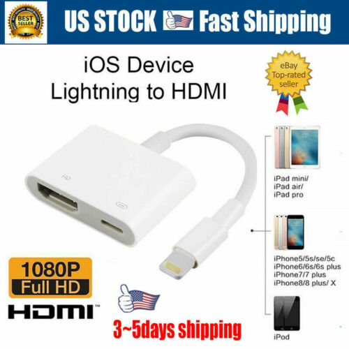 1080P Lightning To HDMI Digital AV TV Cable Adapter For iPad iPhone Xs MAX XR X