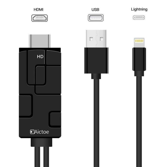 HDMI Cord for Phone to TV, Aictoe 6.6ft Phone Pad lighting to hdmi cable,Phone 7