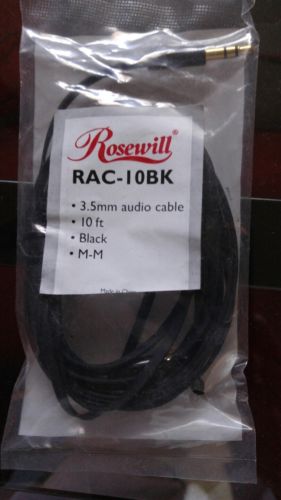 Rosewill RAC-10BK 3.5mm Audio Cable 10ft Black M-M, No UPC