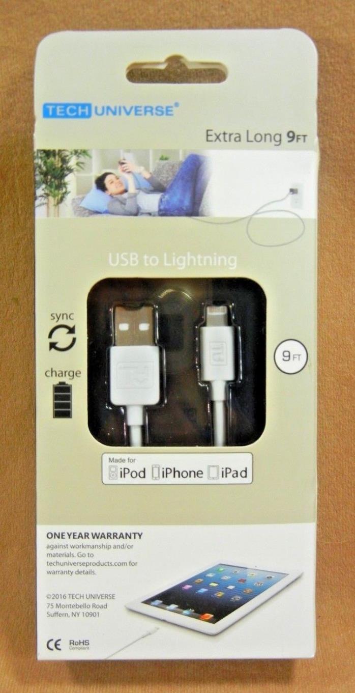 Tech Universe Charge + Sync Cable iPod, iPhone & iPad Compatible 9 Ft