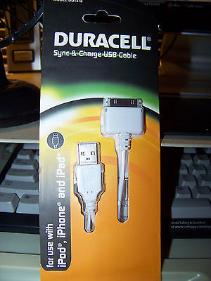 Duracell Sync & Charge Cable White Du1578  ipod iphone and ipad USB