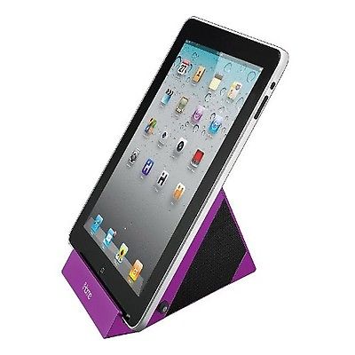 New IHOME Stereo Speaker System Stand for iPad Tablet PC Smartphone iPod Purple