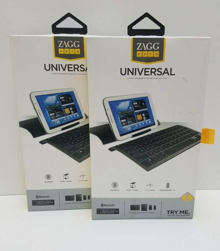 ZAGG Universal Compact Ergonomic Bluetooth Keyboard, Cover, & Stand /Bundle of 2