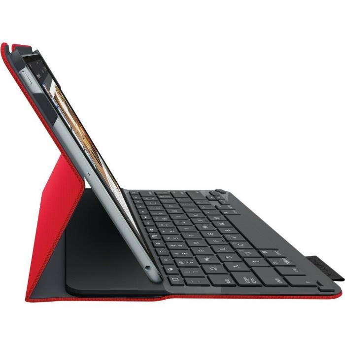 New Logitech Type+ iPad Air 1 RED Wireless Keyboard Folio Case Repellent Fabric