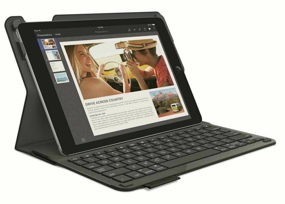 New Logitech Type+ iPad Air 1 Wireless Keyboard Folio Case Repellent Fabric