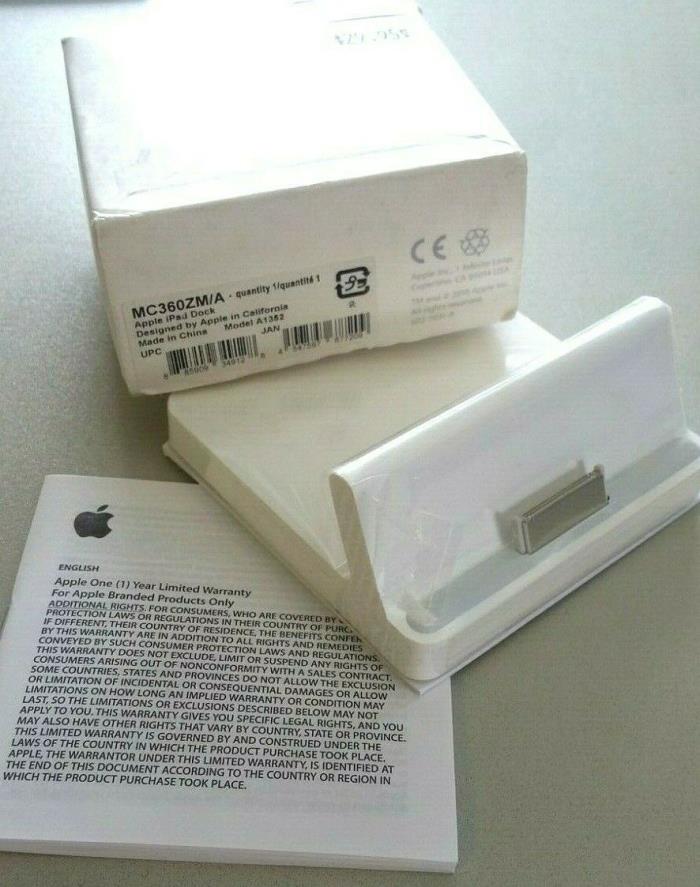 Genuine Apple iPad 30 Pin Dock MC360ZM/A for iPad 1. Brand New Original Box