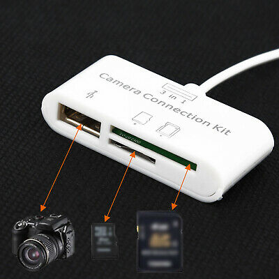 3in1 USB Card Reader Micro-SD Camera DSLR Link Adapter for Apple iphone X 8 7 6