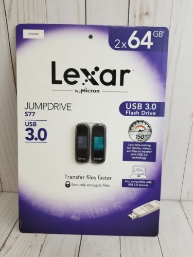 Lexar JumpDrive S77 64GB USB 3.0 Flash Drive 2-pack BRAND NEW