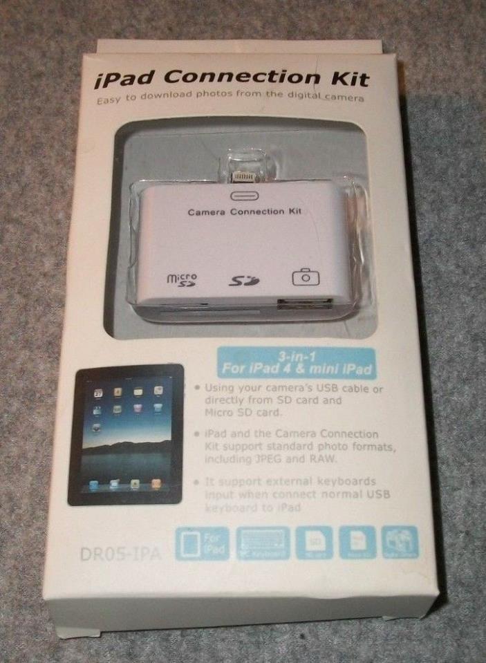 DR05-IPA Connection Kit Card Reader + Hub For iPad4 & Mini iPad SD/MicroSD/USB 2