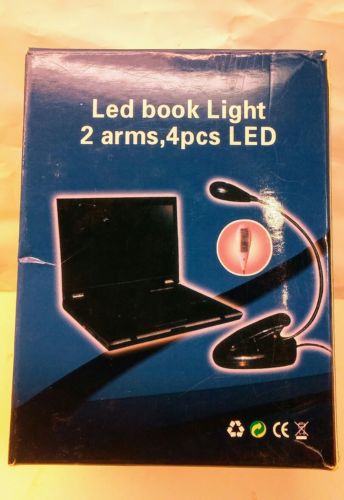 2 Arm Flexible Black Clip-On Book Reading Desk Music Stand LED USB Light Lamp