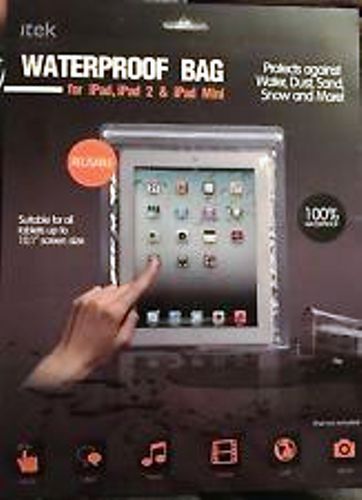 itek Waterproof Bag For iPad, iPad 2, And iPad Mini Clear NEW