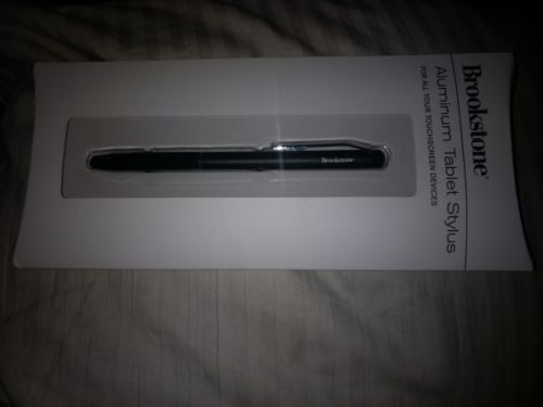 Brookstone Aluminum Tablet Stylus Pen Black 785311 for Touchscreen Devices, New!