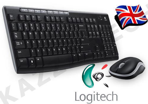 Logitech MK270 Wireless UK QWERTY KeyBoard and Mouse Desktop Combo Set Black &