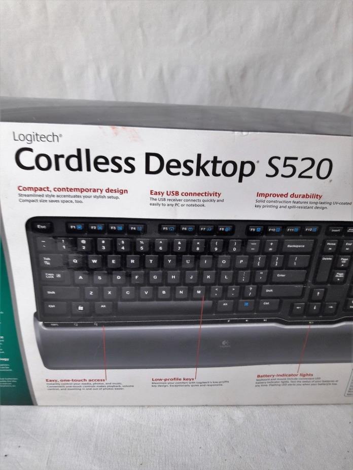NEW! Logitech Cordless Desktop S520 SPANISH Keyboard Laser Mouse Computer   B811