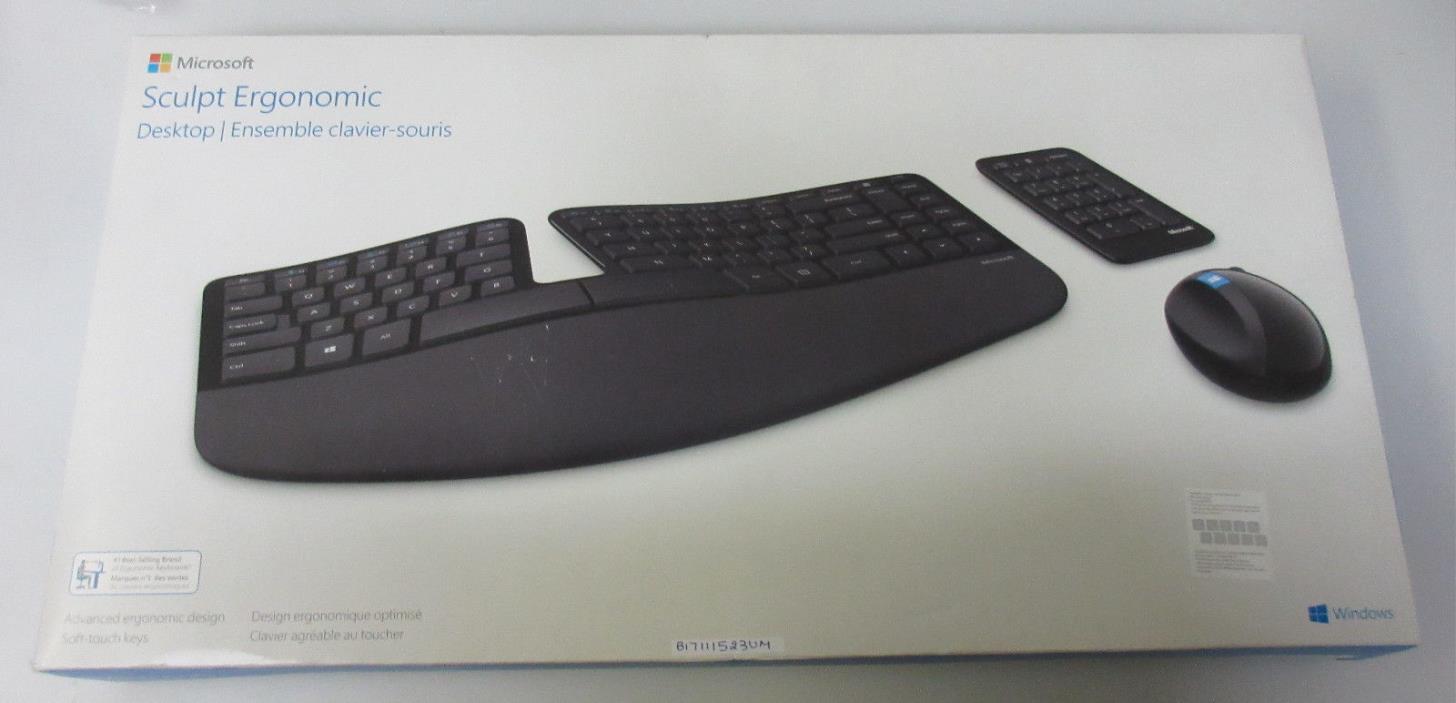 Microsoft Sculpt Ergonomic Wireless Bluetrack Desktop keyboard mouse L5V-00002