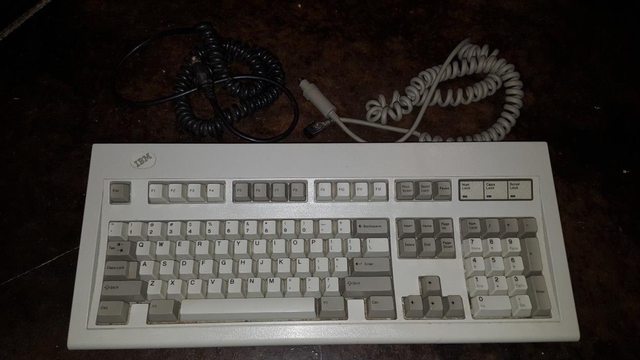 Vintage IBM Model M Clicky Keyboard Detachable PS/2 Cable & AT Cable