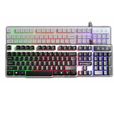 USB Wired Illuminated Colorful LED Backlight Multimedia PC Gaming Keyboard For M