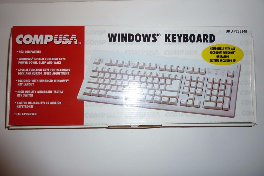 Windows Keyboard CompUSA PS2 Compatable Windows XP NEW in Box