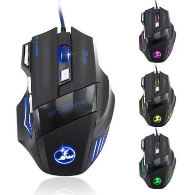 Zelotes 5500 DPI 7 Button LED Optical USB Wired Gaming Mouse Mice for Pro Gamer