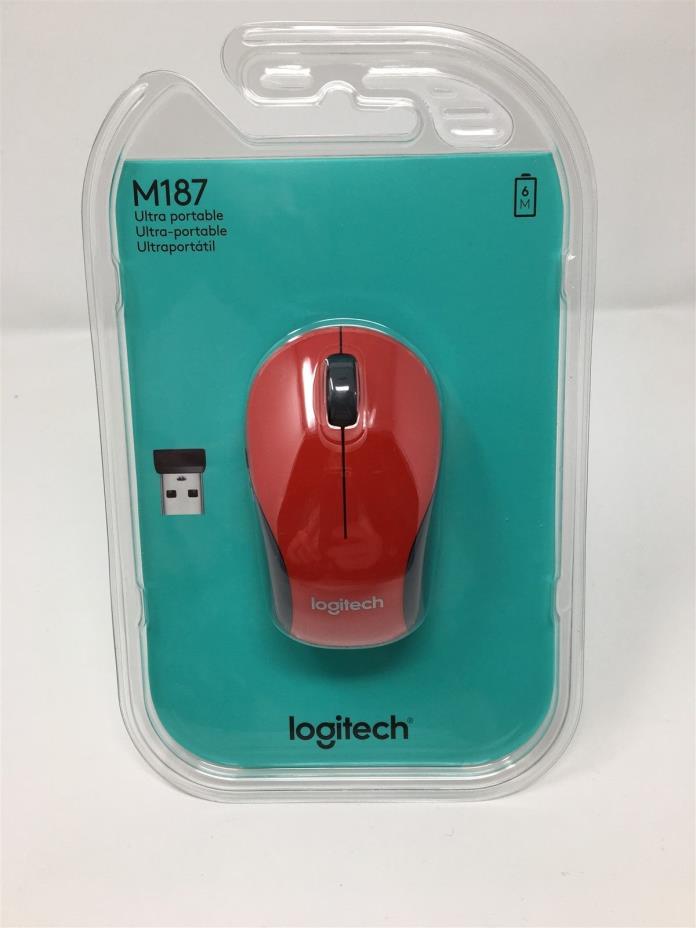 Red Logitech M187 Wireless Mini Mouse Brand New