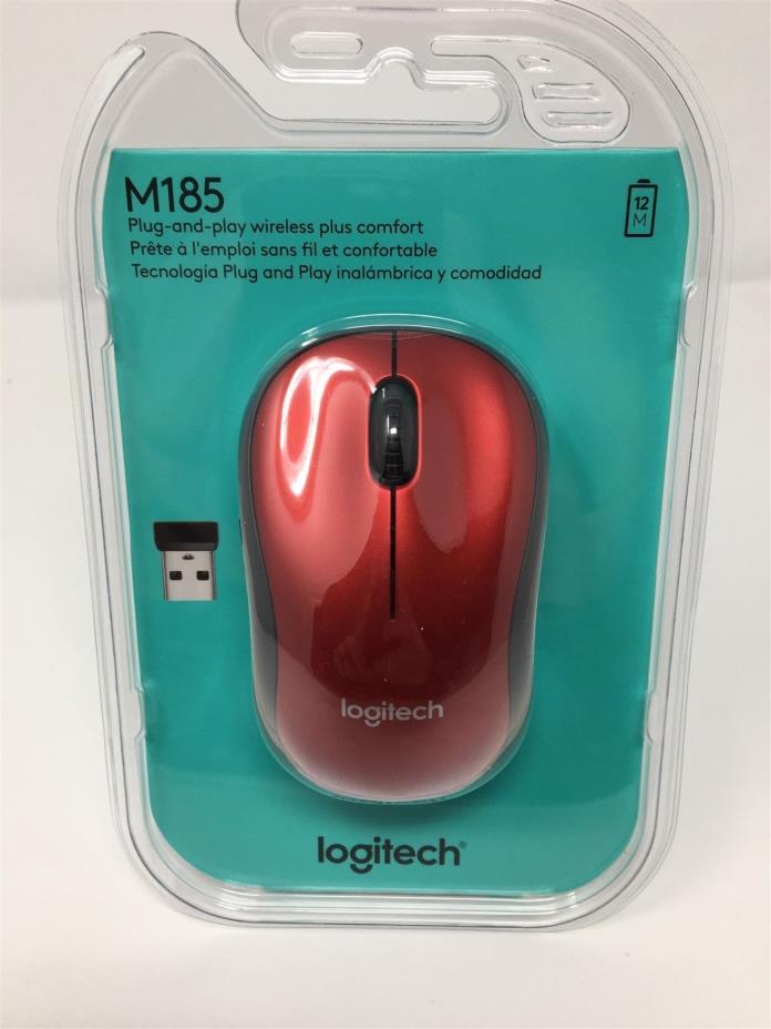 Red Logitech M185 Wireless Mini Mouse Brand New