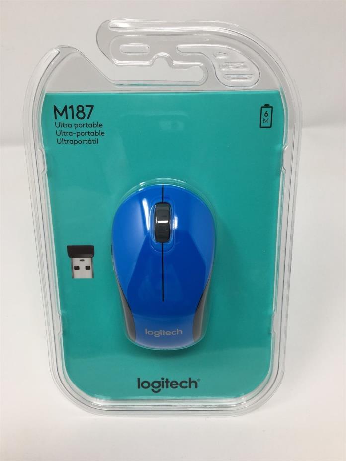 Blue Logitech M187 Wireless Mini Mouse Brand New