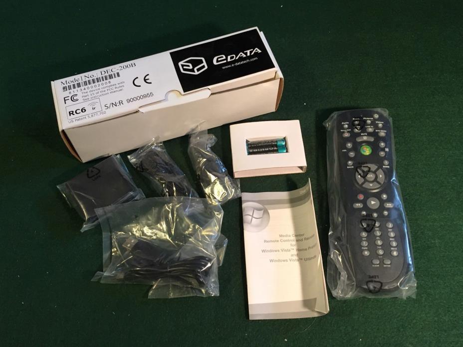 New DEC-200B Media Center Infrared Remote and Receiver, Microsoft Windows Vista