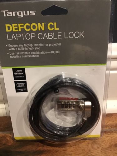 Targus DEFCON CL Laptop Cable Lock w/ Security Anchor Base Model PA410U, New