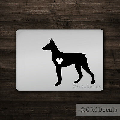 Doberman Heart - Mac Apple Logo Laptop Vinyl Decal Sticker Macbook Dog Puppy