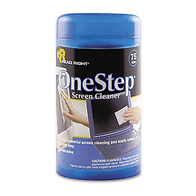 OneStep CRT Screen Cleaner Wet Wipes, Cloth, 5 1/4 x 5 3/4, 75/Tub RR1409  - 1