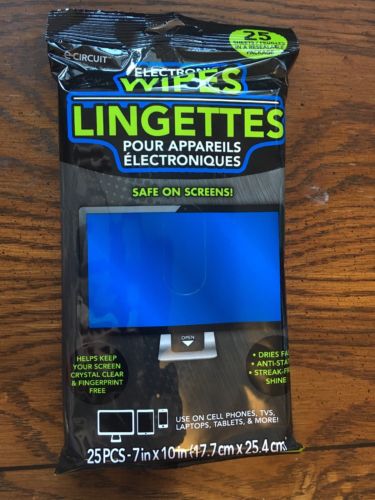 Electronic Cleaning Wipes 25 Count LCD Screens Monitors TVs Laptops Tablets NIP