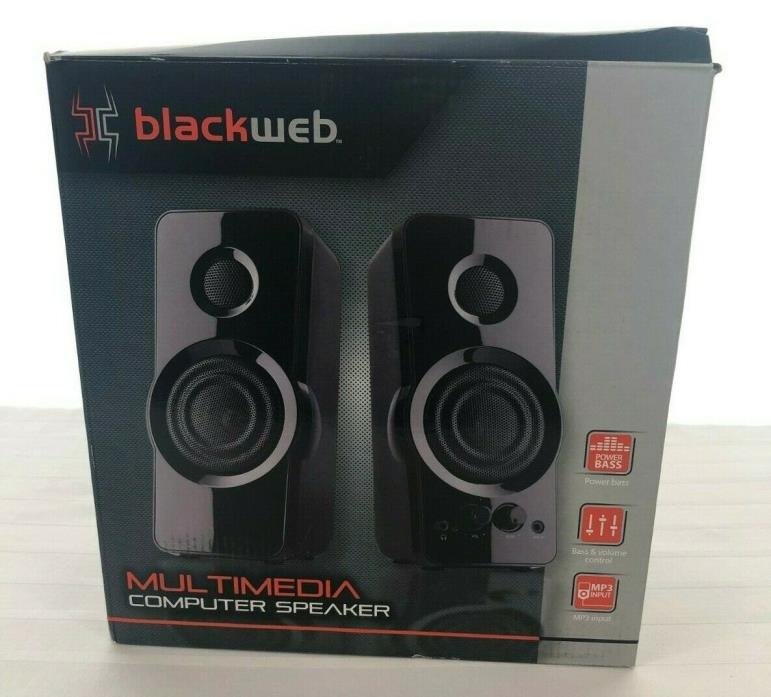 BlackWeb Multi-Media PC Speaker Power Bass MP3 Input 3.5mm Aux Input