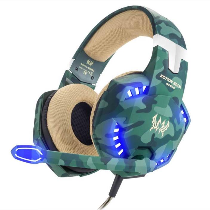 G2600 Gaming Headset Over Ear Stereo Headphone Mic Green Camo for PS4 XboxOne PC